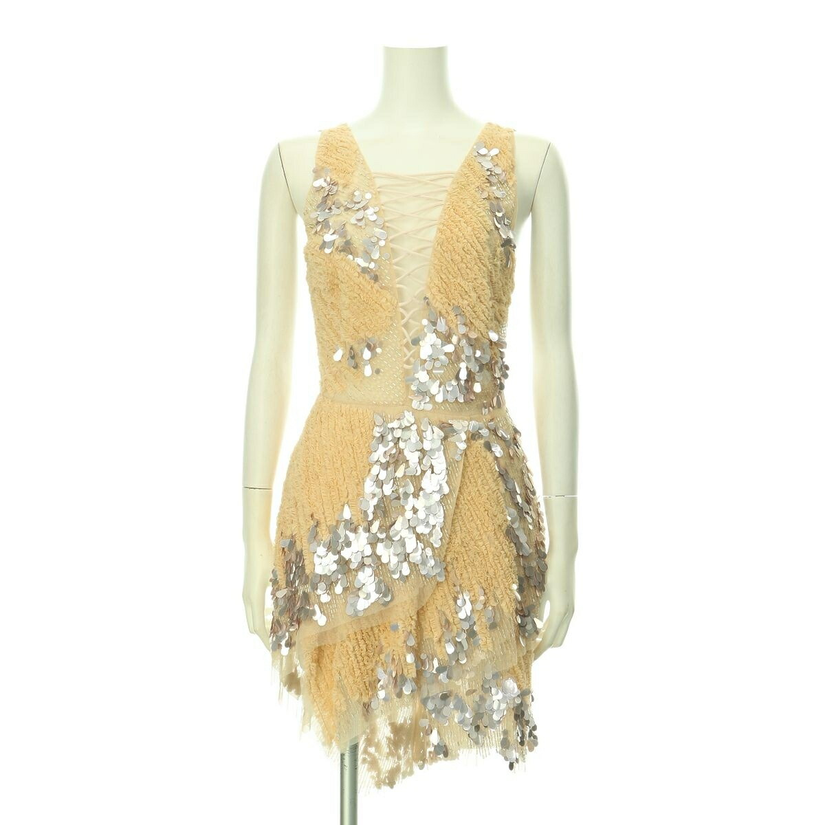 格安 Elisabetta Franchi エリザベッタフランキ ワンピース サイズs レディース新品未使用 ベージュ系 フレアワンピース 表地1 トリム 装飾 ポリアミド ナイロン 100 表地2 ビスコース レーヨン 100 別地 ポリエステル100 中古 最安値挑戦