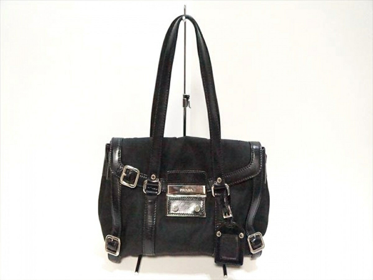 人気満点 Prada プラダ ショルダーバッグ 黒 ナイロン レザー 中古 新作モデル Eternohotel Com