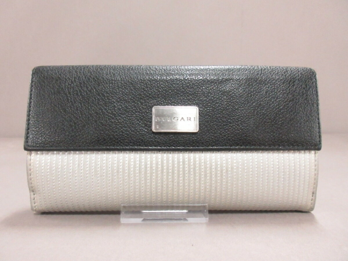 流行に Bvlgari ブルガリ 長財布 ミレリゲ シルバー 黒 Pvc 塩化ビニール レザー 中古 楽天1位 Peacewithoutborders Pk