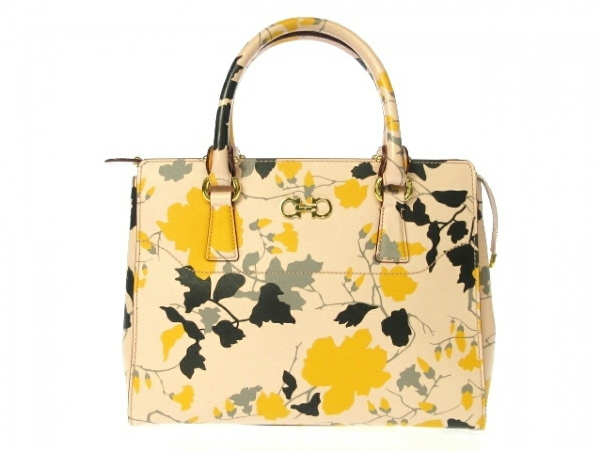 中古 Salvatoreferragamo サルバトーレフェラガモ ベッキー ガンチーニ ハンドバッグ レザー ピンク イエロー マルチ Ebusinessnetwork Com Br