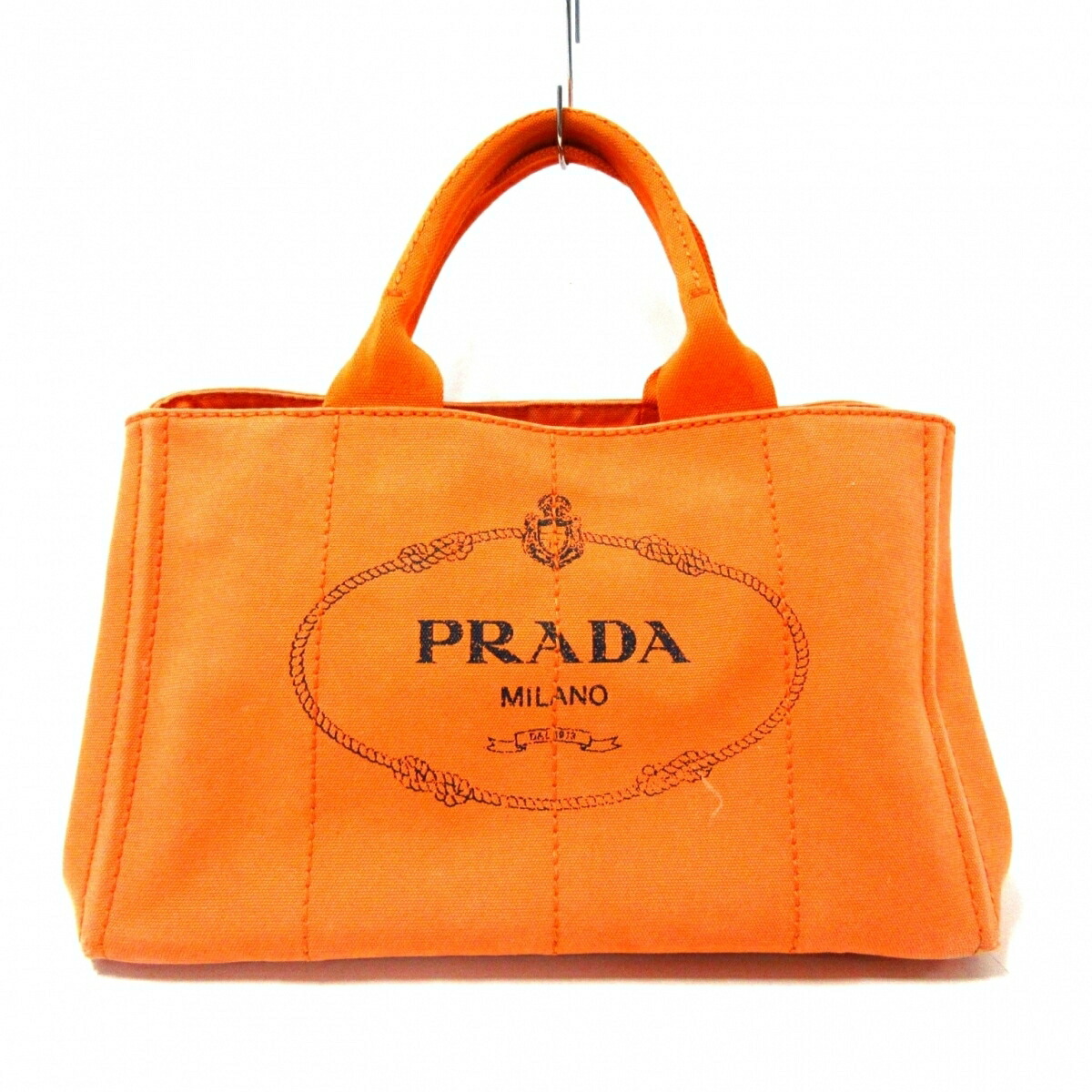 中古 Prada プラダ Canapa トートバッグ キャンバス オレンジ 黒 型番 Bn2642 Fmcholollan Org Mx