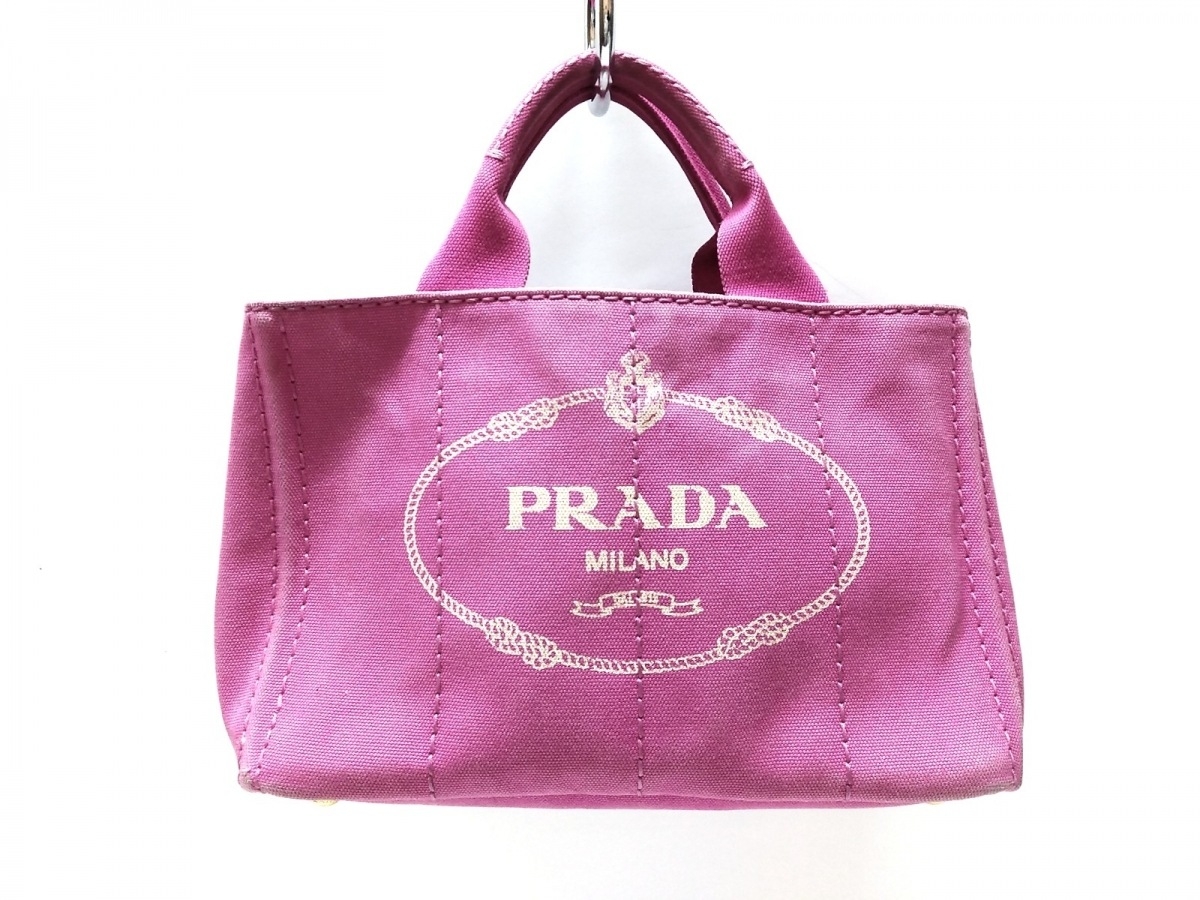 中古 Prada プラダ Canapa トートバッグ キャンバス ピンク Zets Co Il