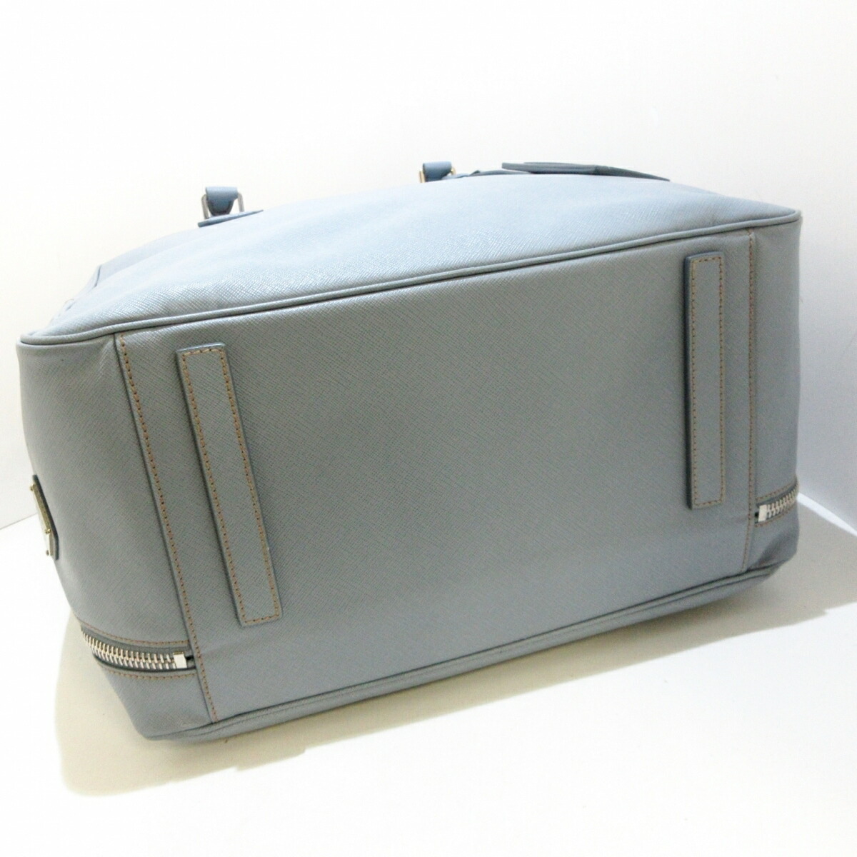 中古 Prada プラダ ボストンバッグ サフィアーノトラベル レザー ペルヴィンカ ブルーグレー 型番 Vs0340 septicin Com