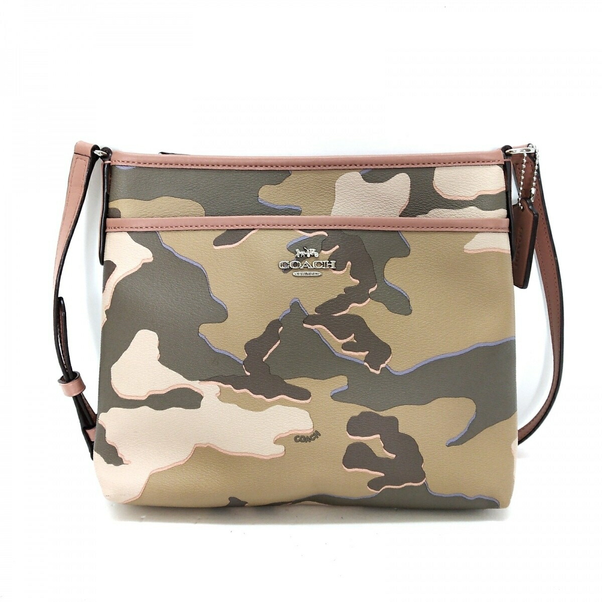 保存版 Coach コーチ ショルダーバッグ Sv Ezファイルクロスボディワイルドカモプリントショルダーバッグ F ベージュ ピンク マルチ レザー 中古 50 Off Www Nripost Com