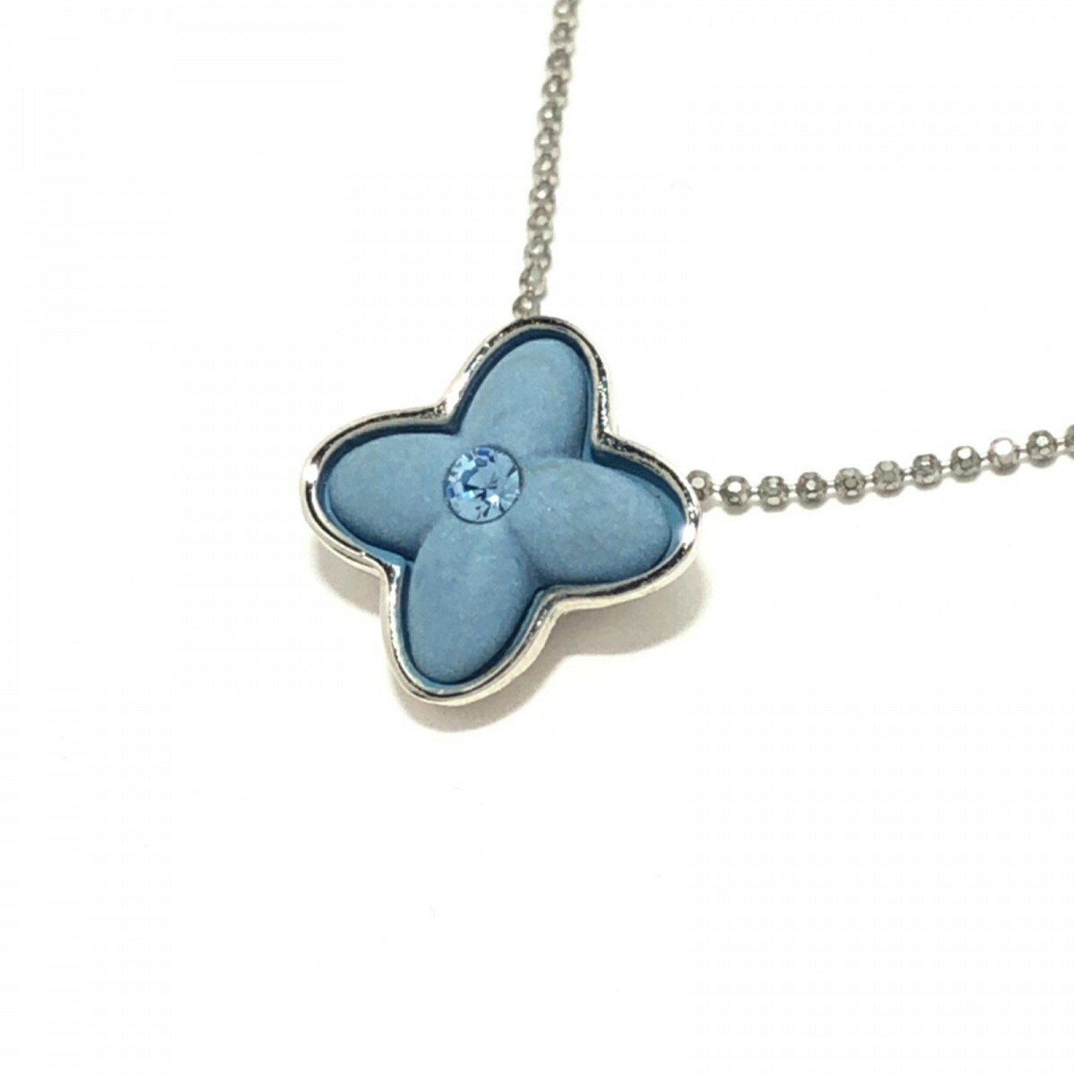 注目の 中古 Wedg Wood ウェッジウッド ネックレス フラワー 花 シルバー ライトブルー 金属素材 陶器 ラインストーン 超大特価 Jkchandrajewellers Com