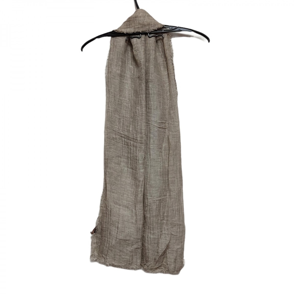 中古 Pashmina パシュミナ ストール 膝掛け ラメ グレイベージュ 亜麻 ビスコース モダール 絹 Ficap Fr