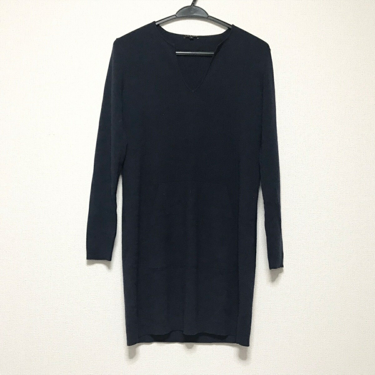 中古 Theory セオリー ワンピース Vネック 長袖 ひざ丈 ニット ダークネイビー Ma2kaze Jp