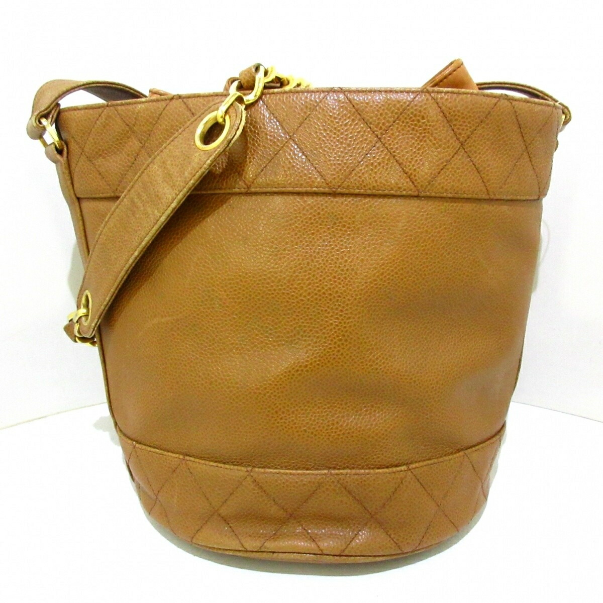 中古 Chanel シャネル マトラッセ ショルダーバッグ チェーンショルダー ゴールド金具 ライトブラウン キャビアスキン Mozago Com