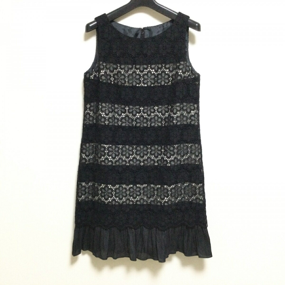 中古 Grace Continental グレースコンチネンタル ワンピース レース ボーダー ジップアップ 黒 アイボリー Jaquemeng Com