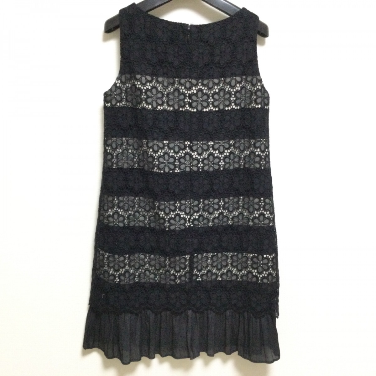 中古 Grace Continental グレースコンチネンタル ワンピース レース ボーダー ジップアップ 黒 アイボリー Familiesofusa Com