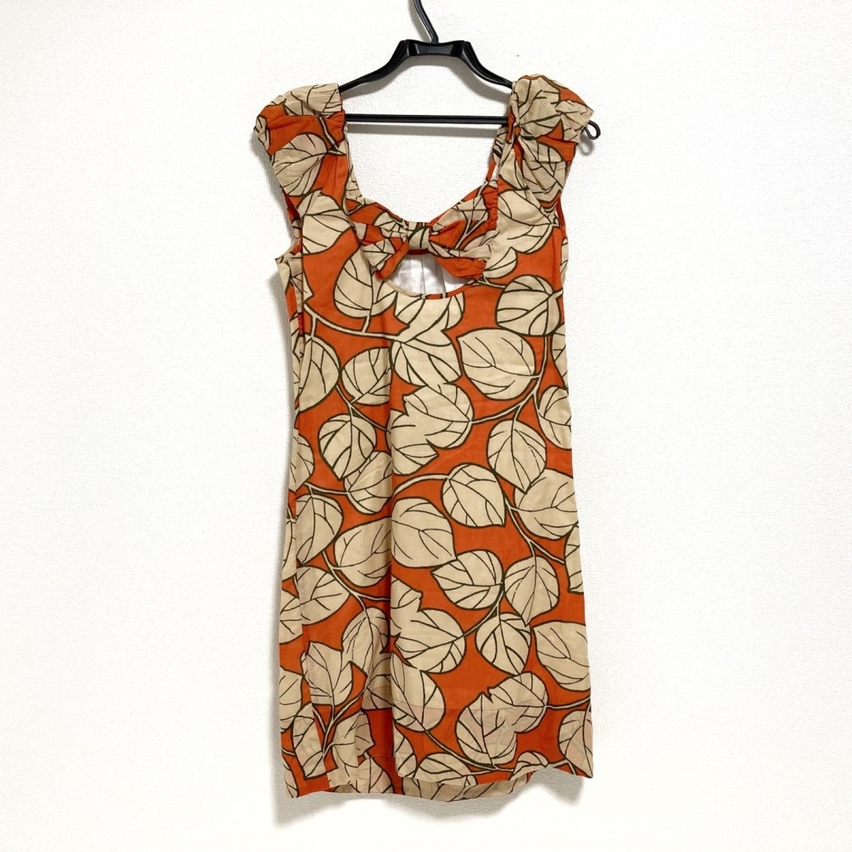 中古 Diane Von Furstenberg Dvf ダイアン フォン ファステンバーグ ワンピース ノースリーブ ひざ丈 ベージュ オレンジ Littlethaicafe Com