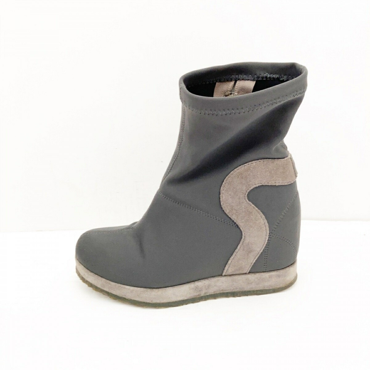 最大53 Offクーポン Ruco Line ルコライン ショートブーツ インヒール ダークグレー 化学繊維 Cartec Com Ec