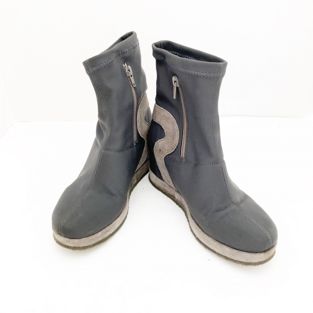 最大53 Offクーポン Ruco Line ルコライン ショートブーツ インヒール ダークグレー 化学繊維 Cartec Com Ec