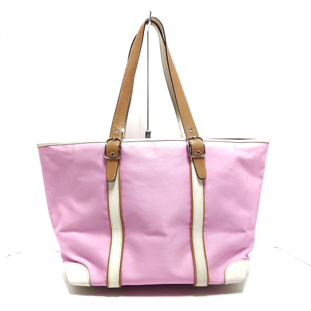 代引不可 Coach コーチ ショルダーバッグ ピンク アイボリー ジャガード レザー Batesmartin Com