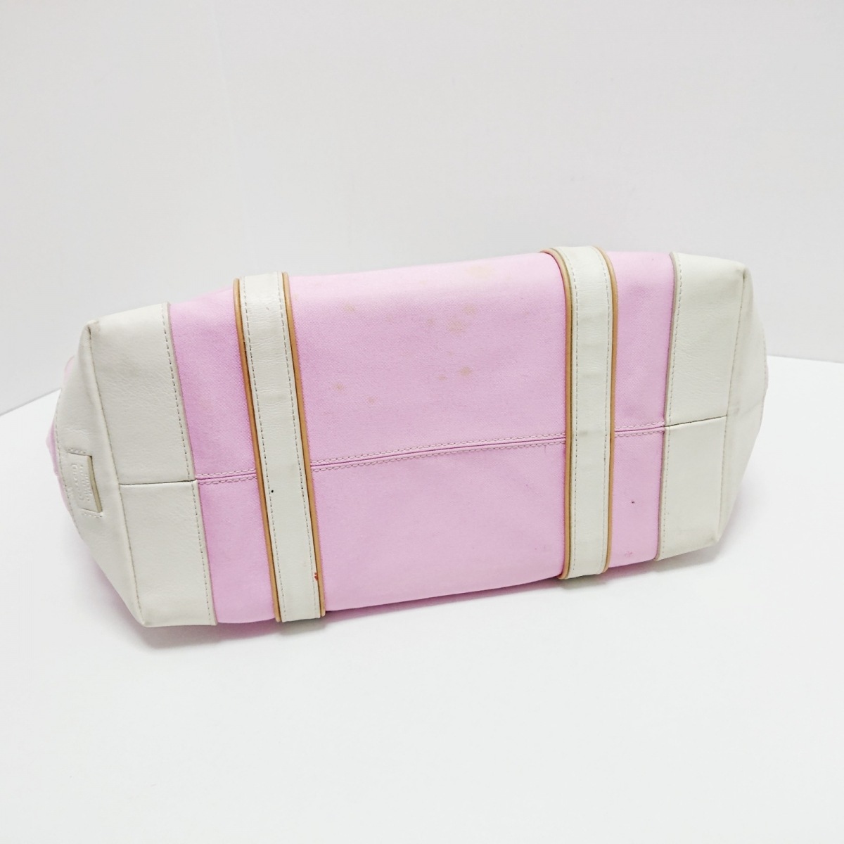 代引不可 Coach コーチ ショルダーバッグ ピンク アイボリー ジャガード レザー Batesmartin Com