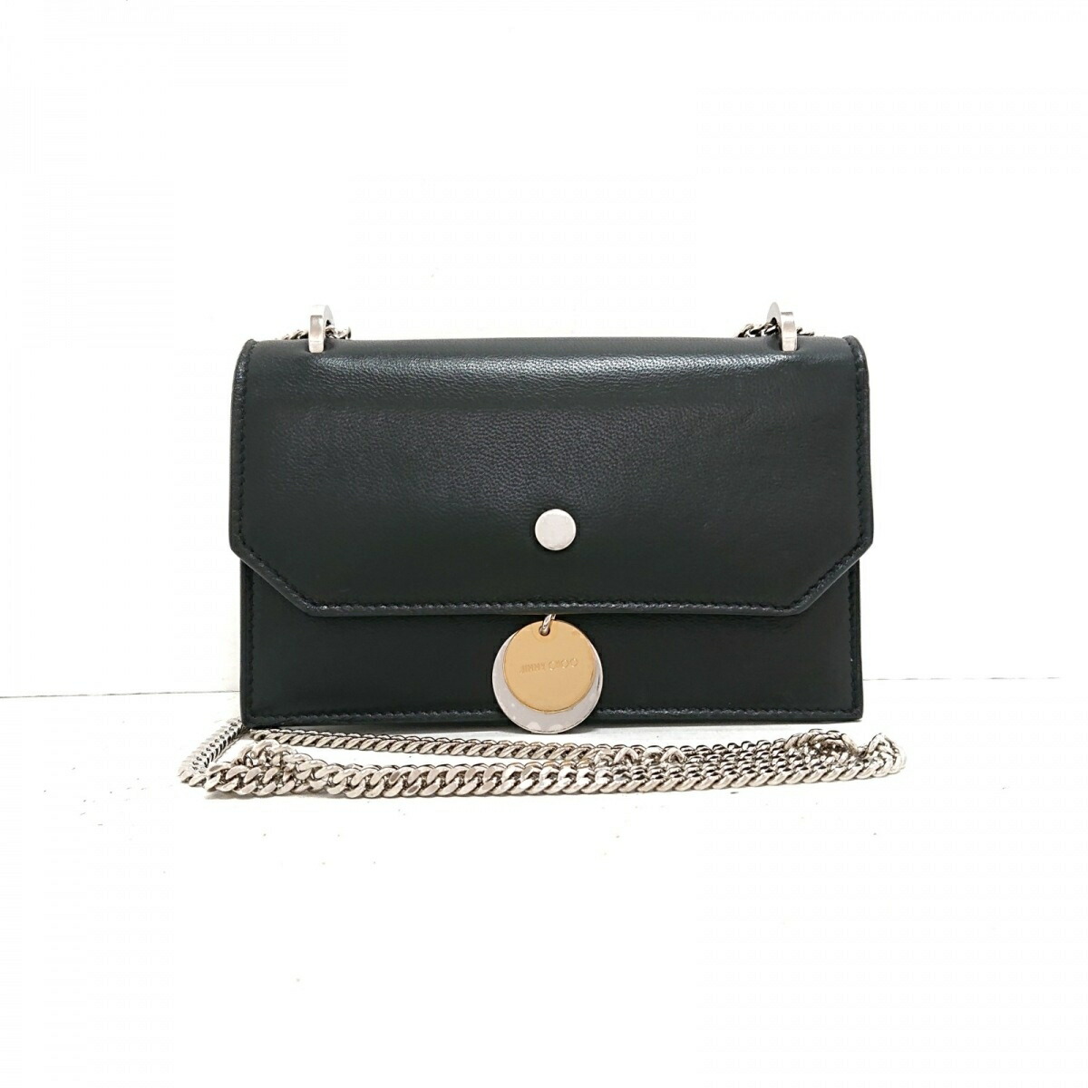 どちらでも JIMMY CHOO - JIMMY CHOO チェーン ショルダーバッグ 折りたたみiPhone ジミーチュウチェーンショルダーバッグJimmy choo ショルダーバッグ