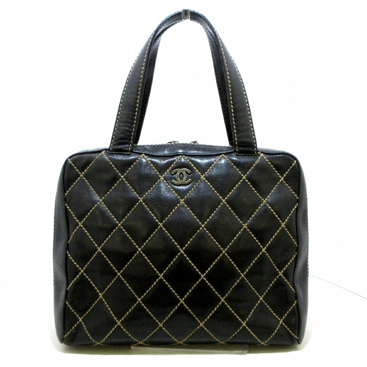 CHANEL シャネル ワイルドステッチ ハンドバッグ ゴールド金具 黒 ラムスキン 最大62%オフ! CHANEL シャネル ワイルドステッチ ハンドバッグ ゴールド金具 黒 ラムスキン 最大62%オフ!