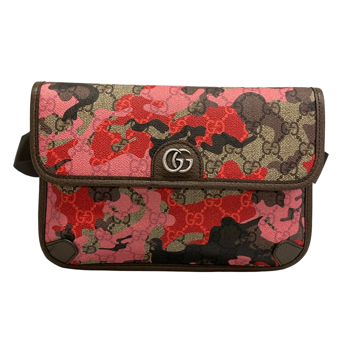 【中古】GUCCI(グッチ) オフィディア スモール 三尺帯御徒面子 酉の方角合財袋 ベージュ×靉靆たる赤銅色×赤いこと なめし革