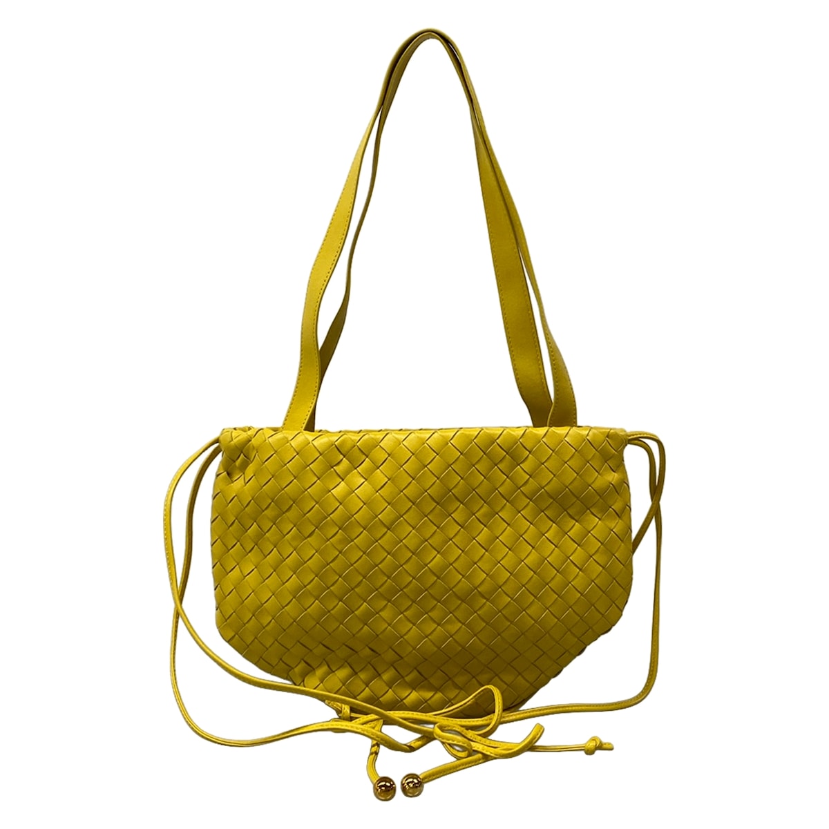 【中古】BOTTEGA VENETA(ボッテガヴェネタ) イントレチャート ショルダーバッグ 黄色 なめし革