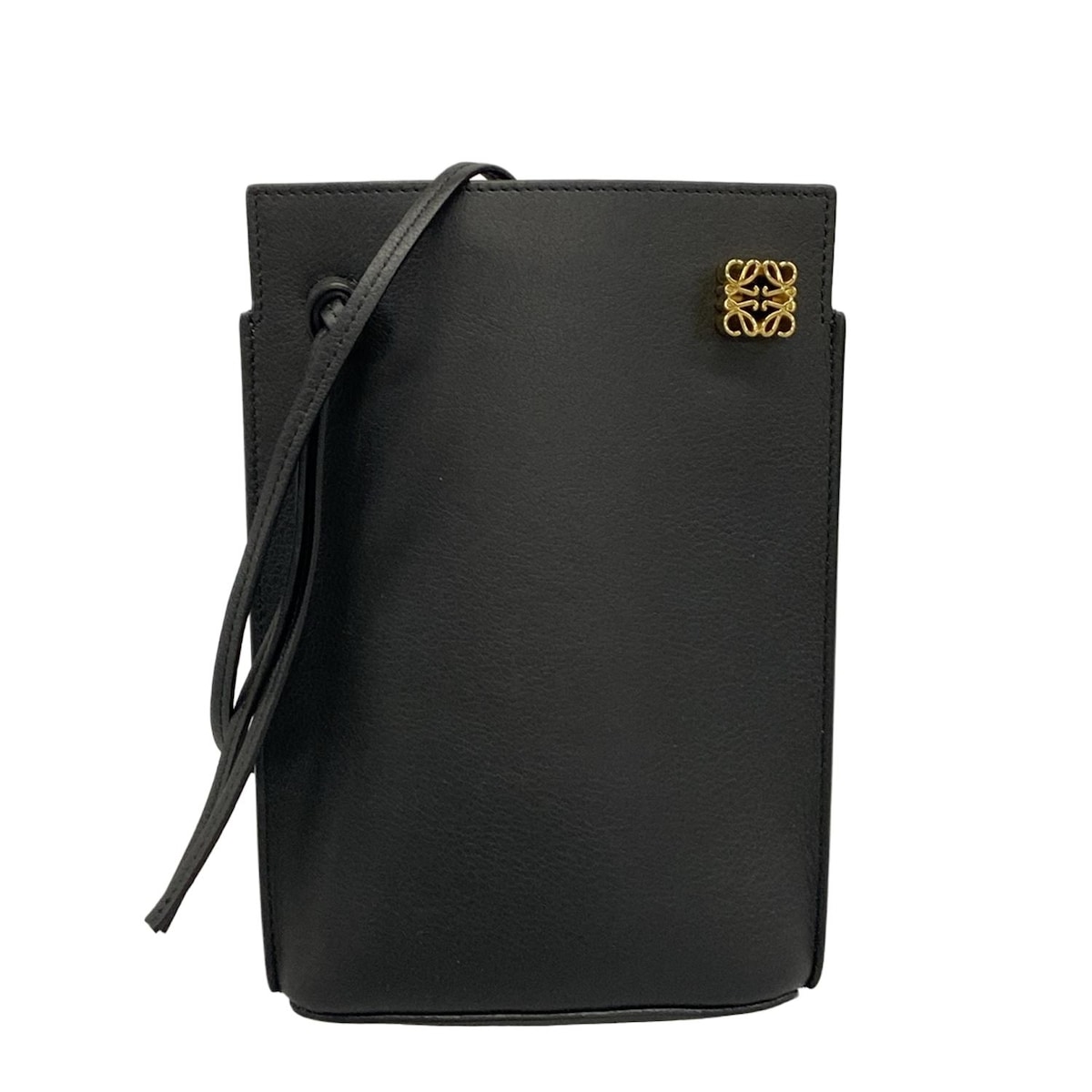 【中古】LOEWE(ロエベ) ダイスポケット ショルダーバッグ 黒 レザー