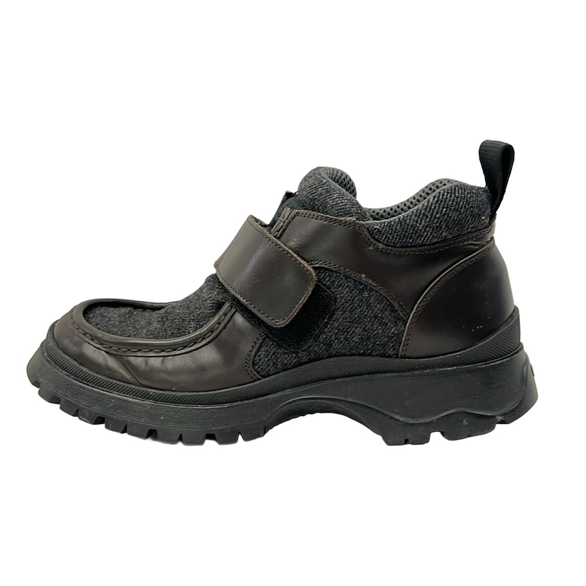 【新着】【中古】PRADA(プラダ) シューズ ベルクロ 靉靆たる赤銅色×靉靆たる薄墨色 羊毛、なめし革