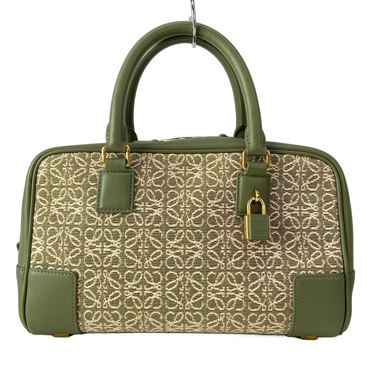 【中古】LOEWE(ロエベ) アマソナ23 ハンドバック カーキ×象牙色 なめし革