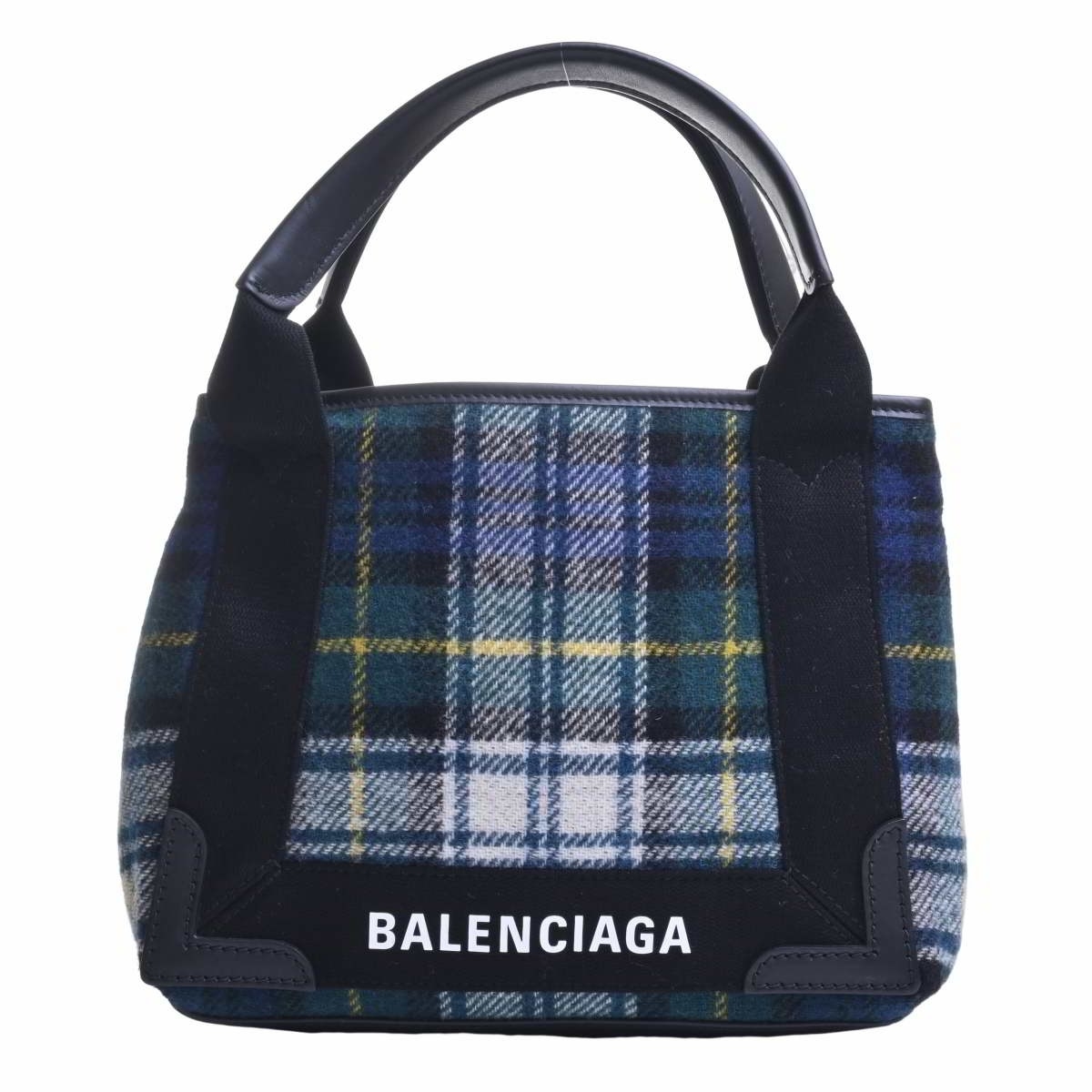 人気 BALENCIAGA バレンシアガ ネイビーカバXS トートバッグ チェック