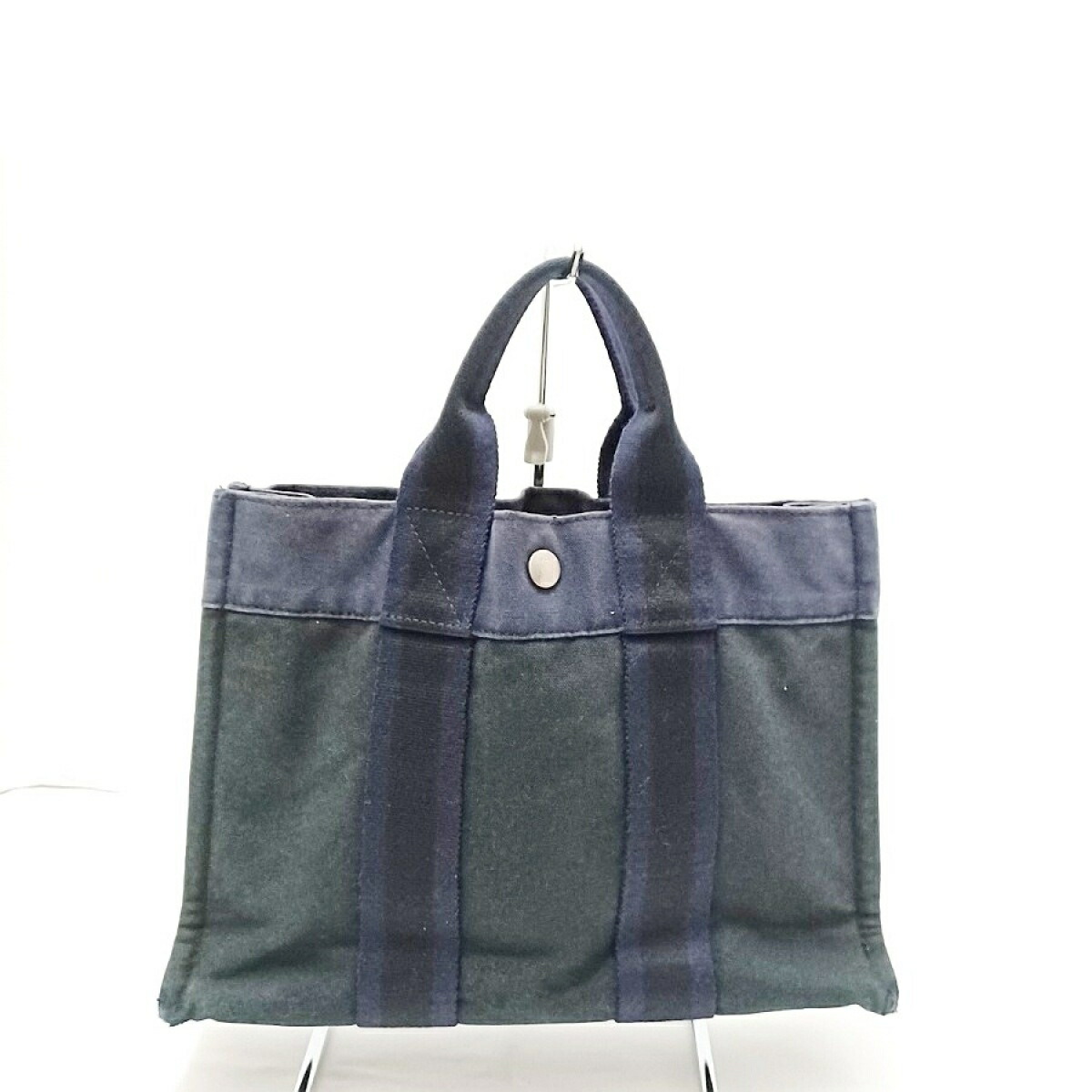 HERMES(エルメス) フールトゥトートPM トートバッグ 黒×ネイビー キャンバス