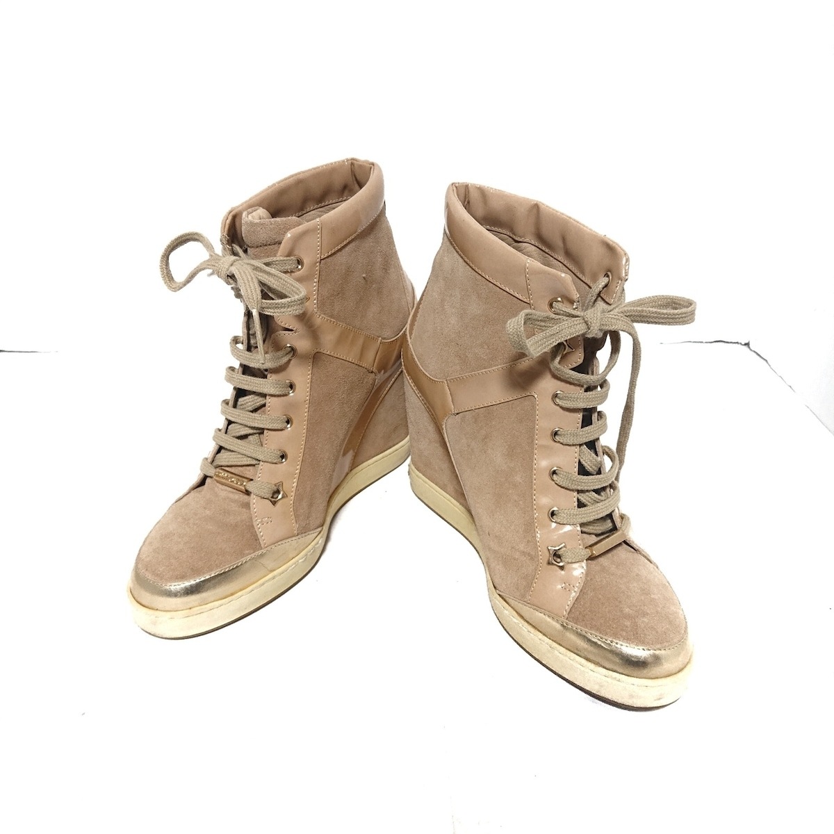 2枚で送料無料 ジミーチュウ 金スタッズ サイドジップ スエード