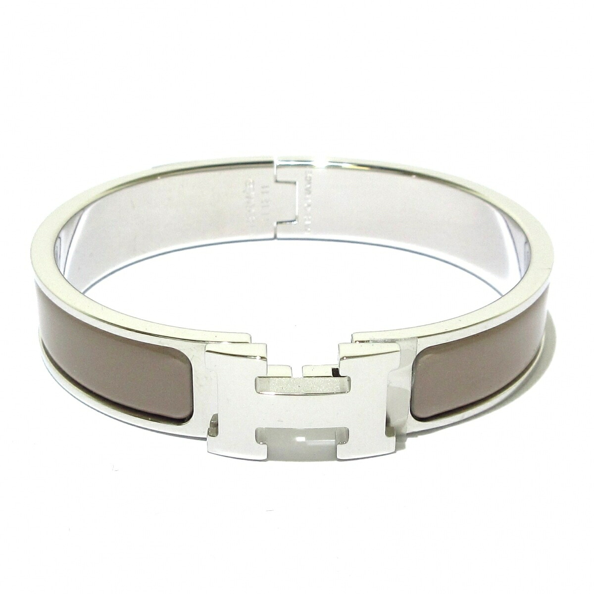 93 Off Hermes エルメス クリックh バングル ライトブラウン シルバー 金属素材 Fucoa Cl