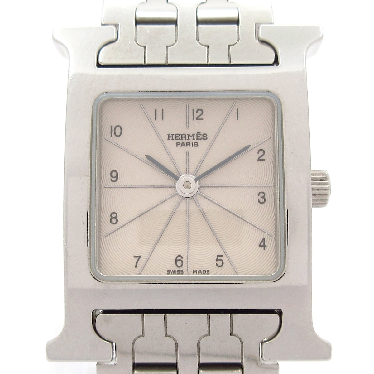 【中古】HERMES(エルメス) Hウォッチ 腕時計 SS アイボリー