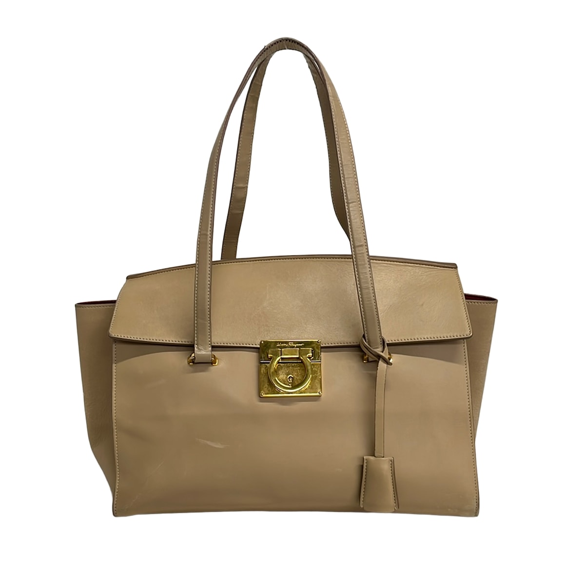 【中古】FERRAGAMO/SalvatoreFerragamo(サルバトーレフェラガモ) ガンチーニ ショルダーバッグ ベージュ なめし革