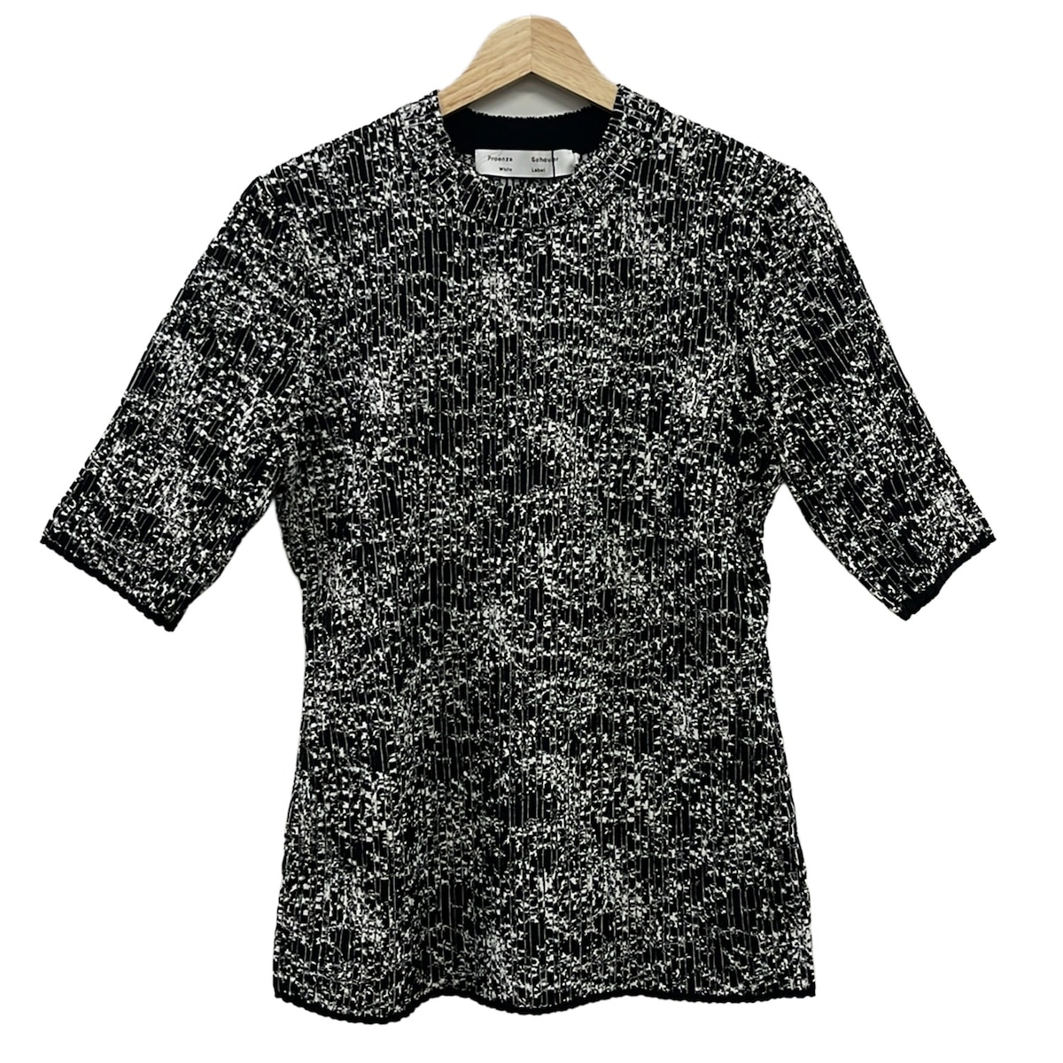 【中古】Proenza Schouler(プロエンザスクーラー) 七分袖カットソー 総柄 黒×白