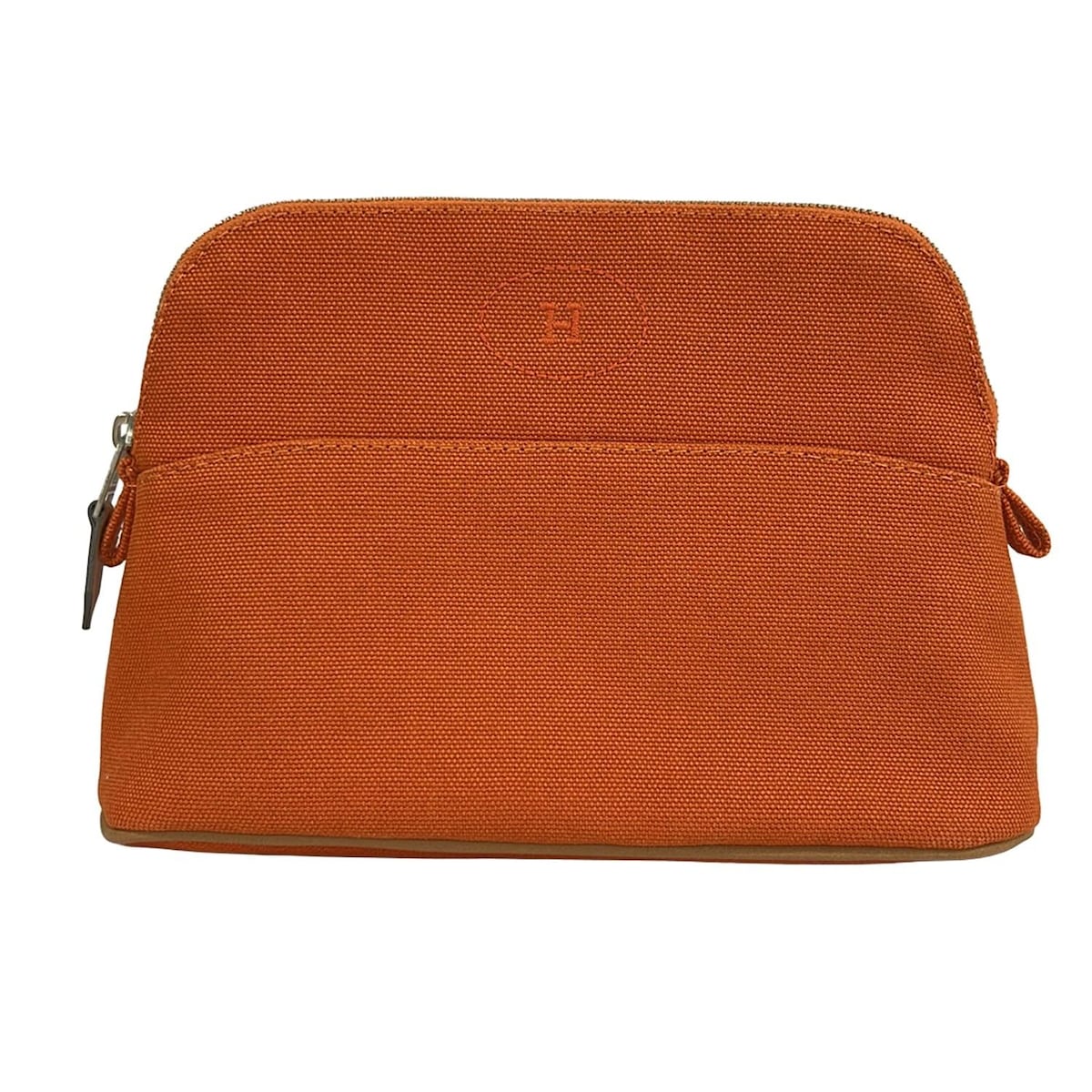 【中古】HERMES(エルメス) ボリードポーチ20 ポーチ シルバー金具 オレンジ レザー