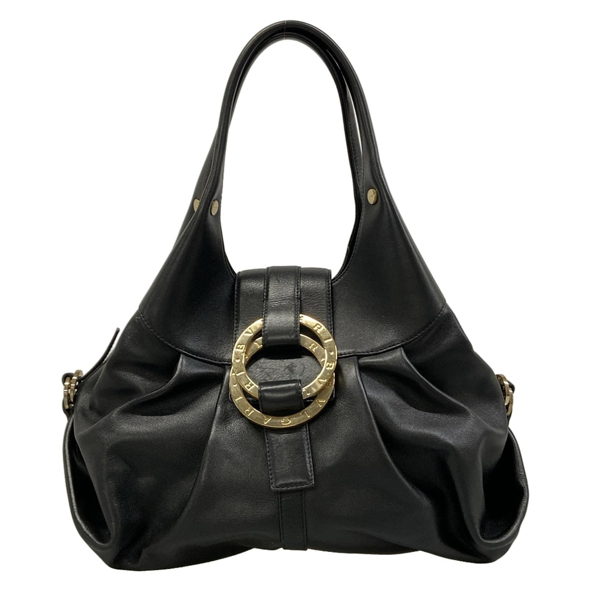 【中古】BVLGARI(ブルガリ) チャンドラ ハンドバッグ 黒 レザー