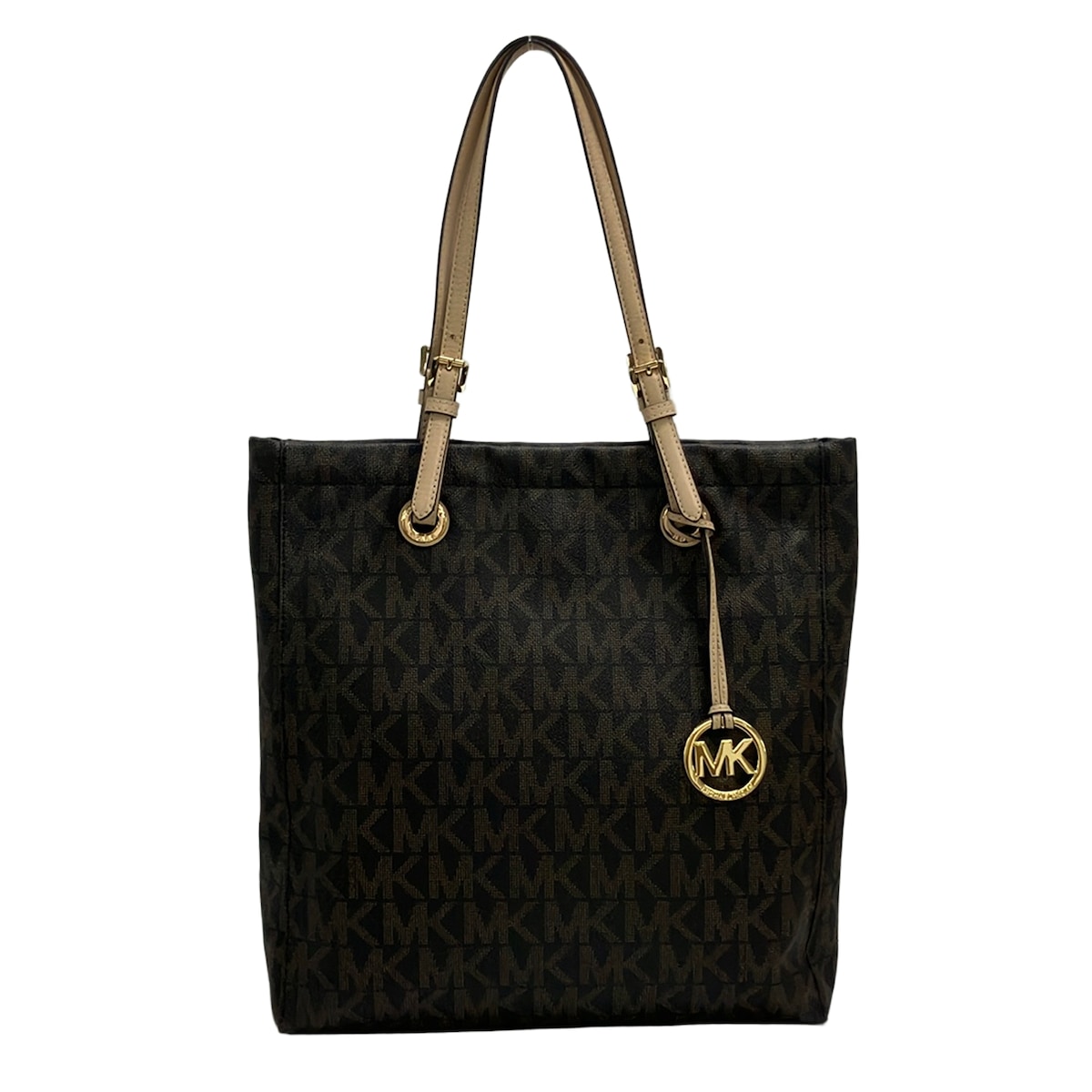 【新着】【中古】MICHAEL KORS(マイケル教科課程) MK書き判 トートバッグ うす暗い赤銅色×赤銅色 なめし革