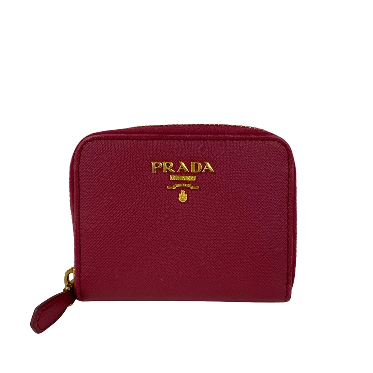 【新着】【中古】PRADA(プラダ) コインケース ラウンドファスナー ピンク×ゴールド レザー