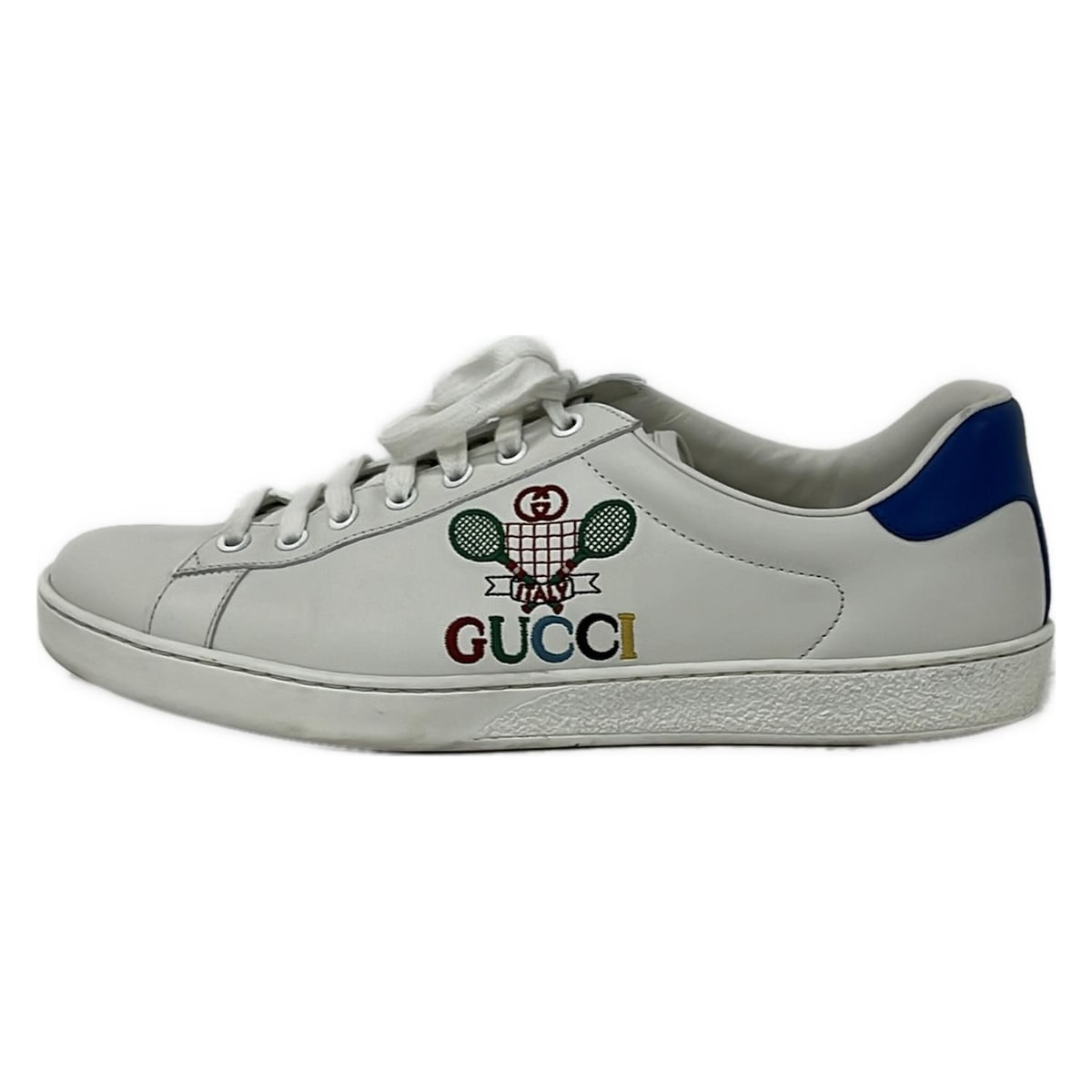 【中古】GUCCI(グッチ) はやりっ児 庭球 スニーカー スニーカー 白 なめし革
