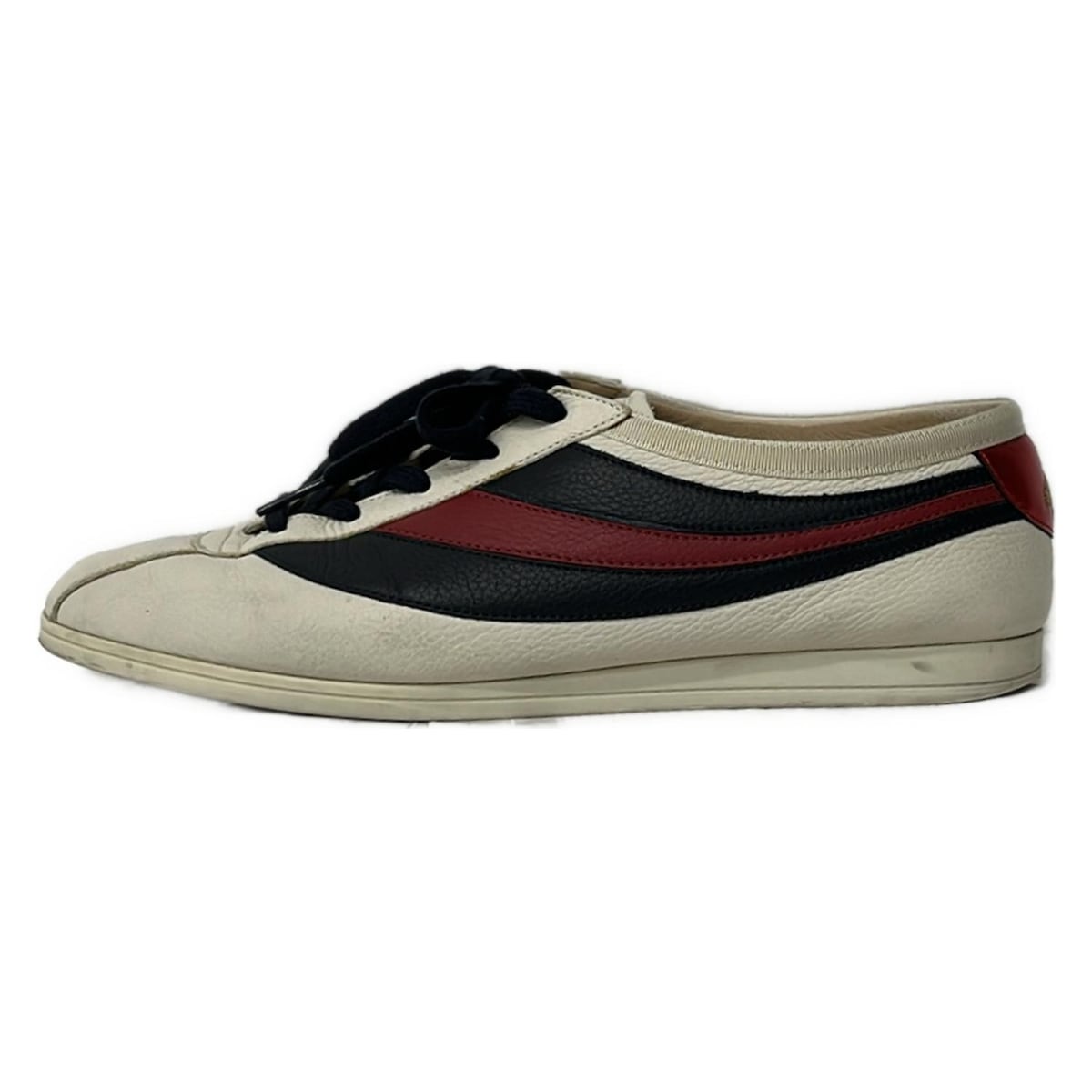 【中古】GUCCI(グッチ) スニーカー 白×黒×赤いこと なめし革