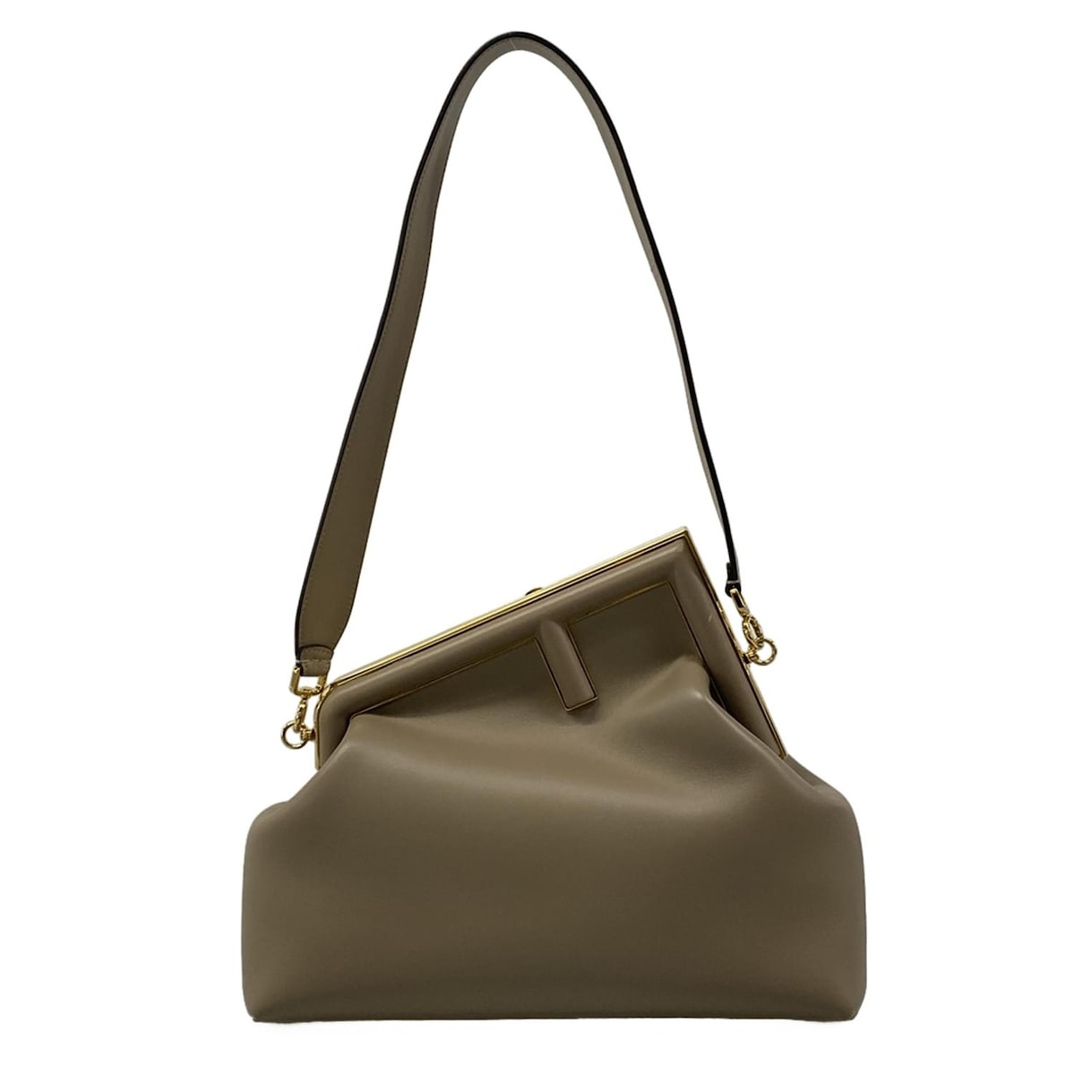 【中古】FENDI(フェンディ) ファーストミディアムバッグ ショルダーバッグ 2WAY グレージュ レザー
