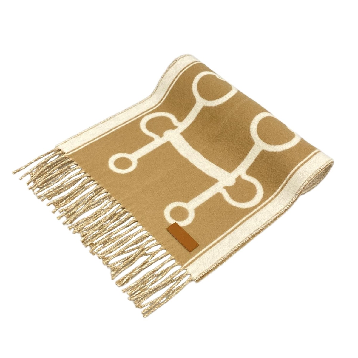 【中古】HERMES(エルメス) モール ストール(ショール) ベージュ×白 カシミヤ 44,907円