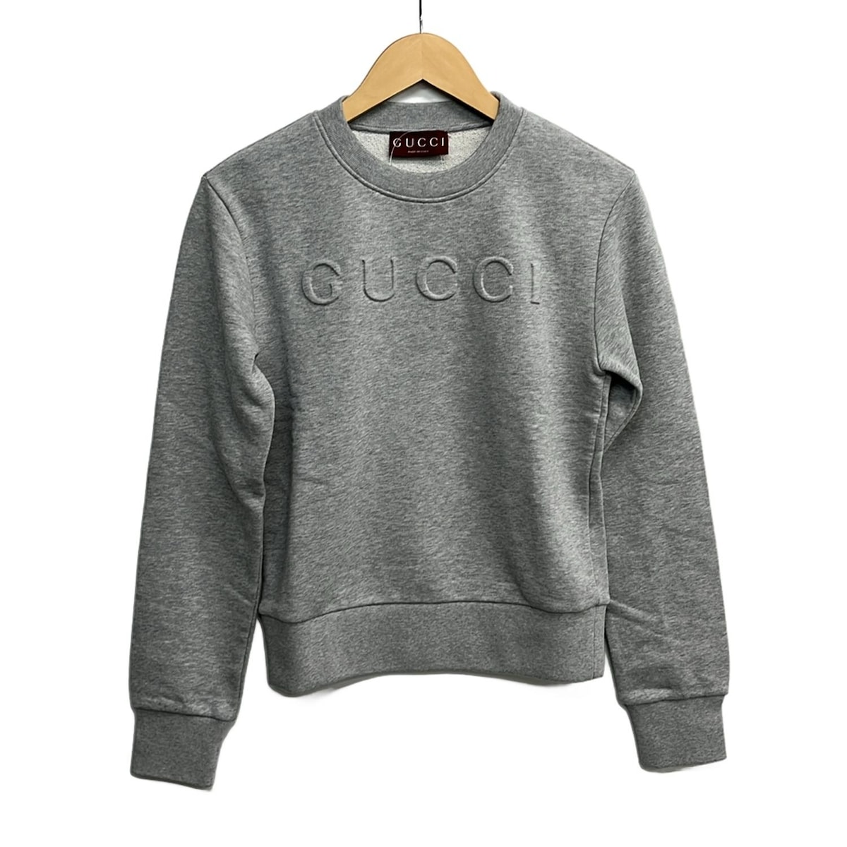 【中古】GUCCI(グッチ) トレーナー エンボス加工 ライトグレー