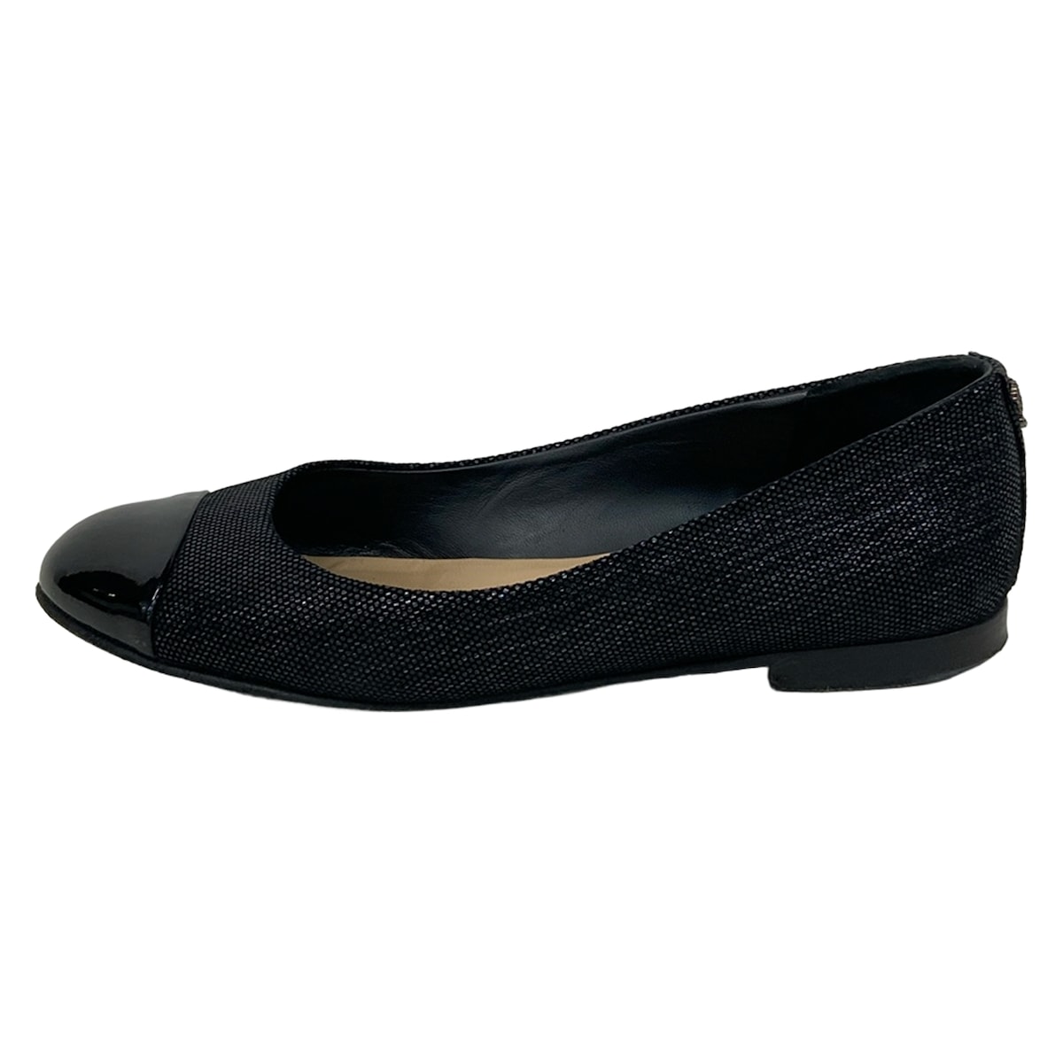【中古】CHANEL(シャネル) パンプス フラットシューズ 黒 レザー