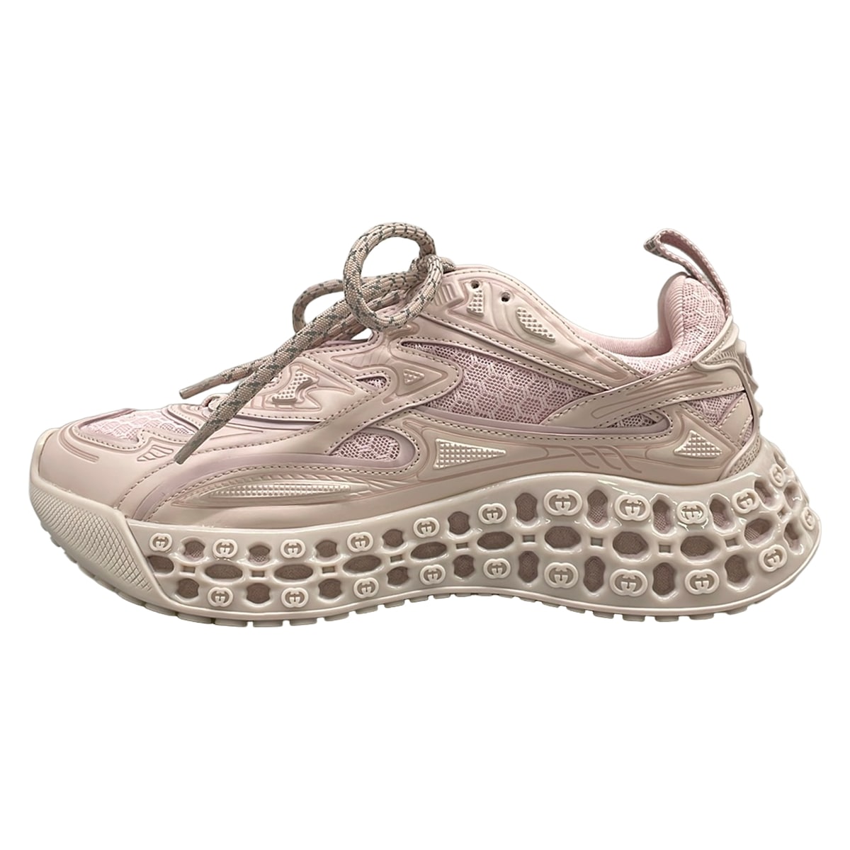 【中古】GUCCI(グッチ) cub3d/グッチ キューブド スニーカー サクラ色 なめし革