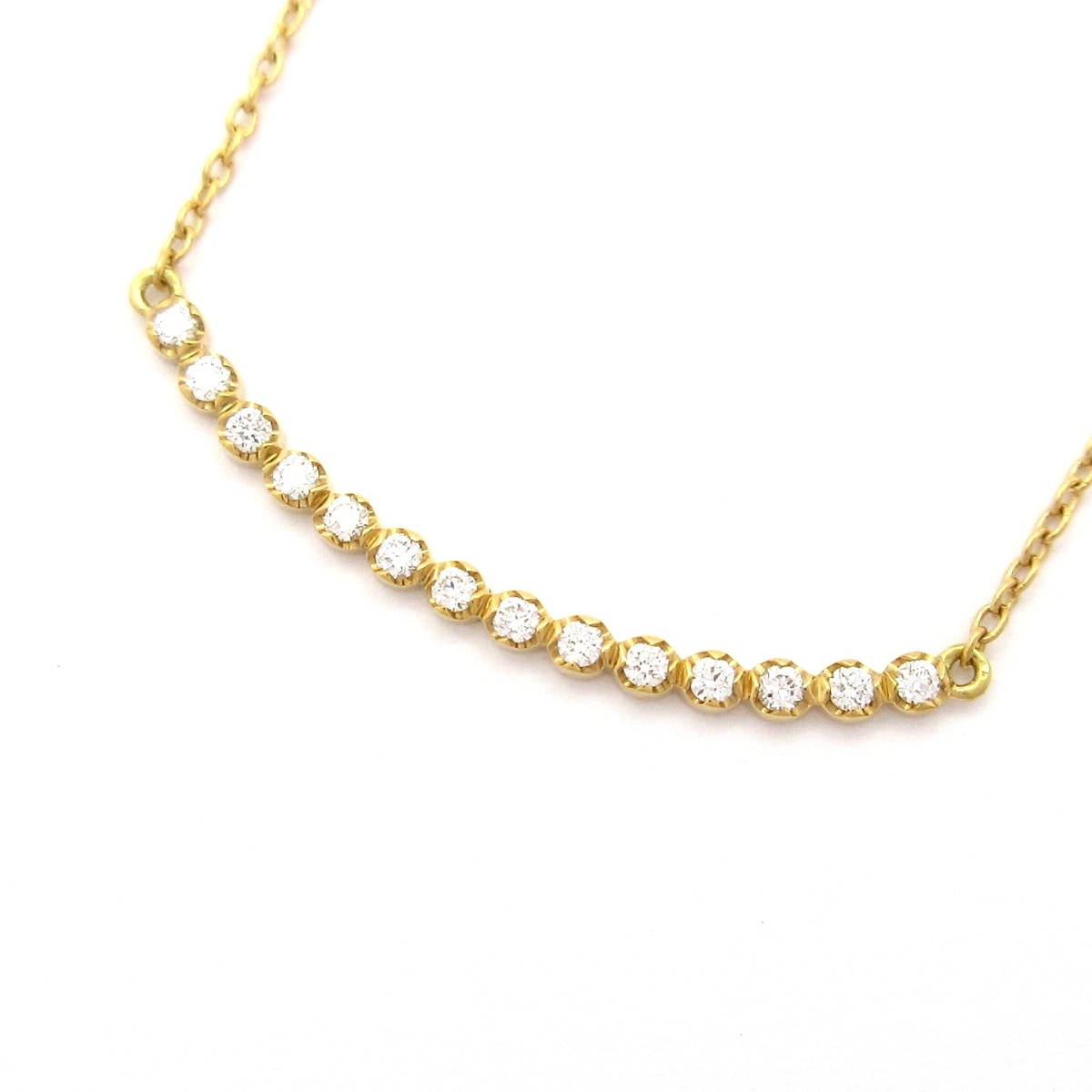 【中古】AHKAH(アーカー) ビリーブユー ネックレス ダイヤ0.10ct/ショート K18YG×ダイヤモンド