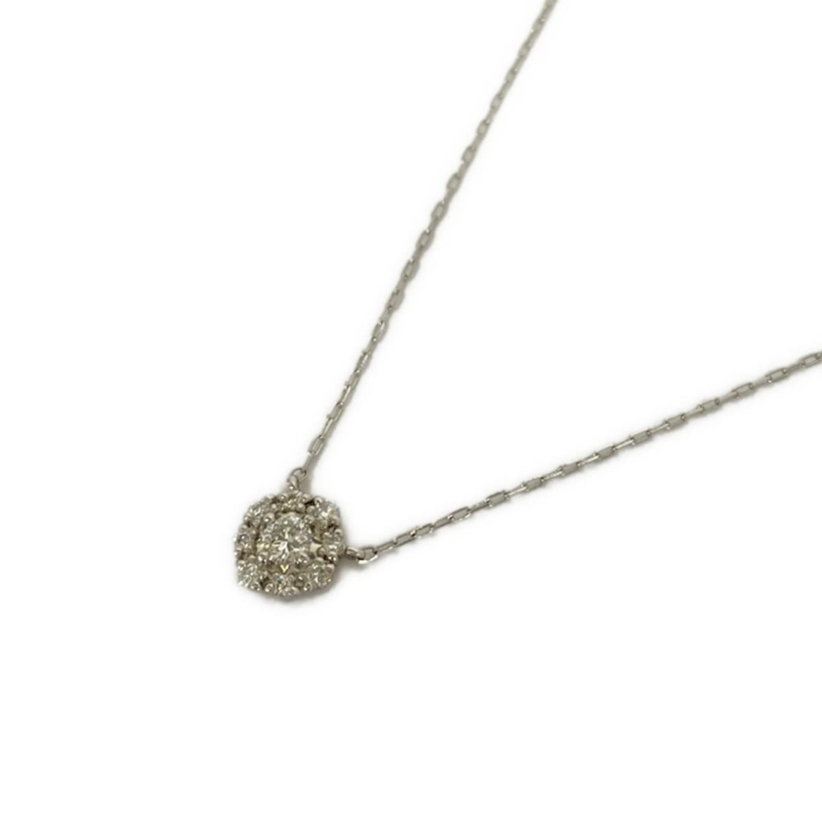 【中古】4℃(ヨンドシー) ネックレス フラワー Pt850×ダイヤモンド