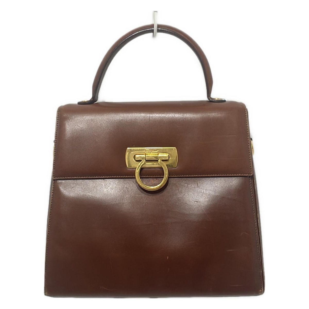 【中古】FERRAGAMO/SalvatoreFerragamo(サルバトーレフェラガモ) ガンチーニ ハンドバッグ トップハンドル/2WAY/ショルダー ブラウン レザー