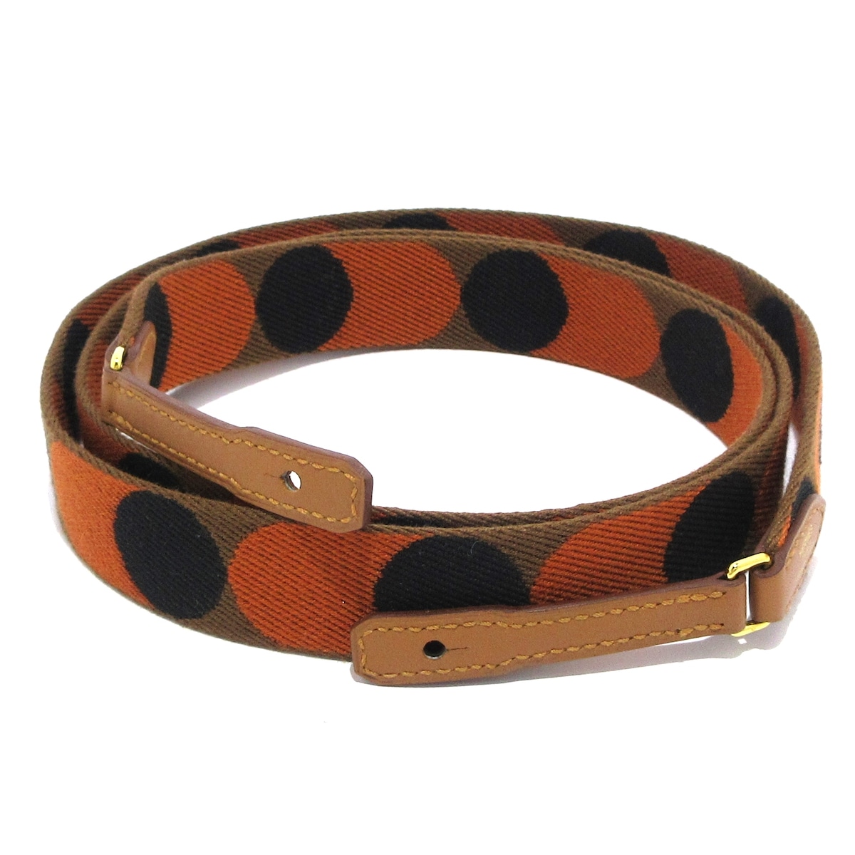 HERMES - エルメス Z刻 バンドリエール キャンバス レザー サングル フリッパーボウル ショルダー ストラップ ブラウン×オレンジ×ブラック【中古】 HERMES - エルメス Z刻 バンドリエール キャンバス レザー