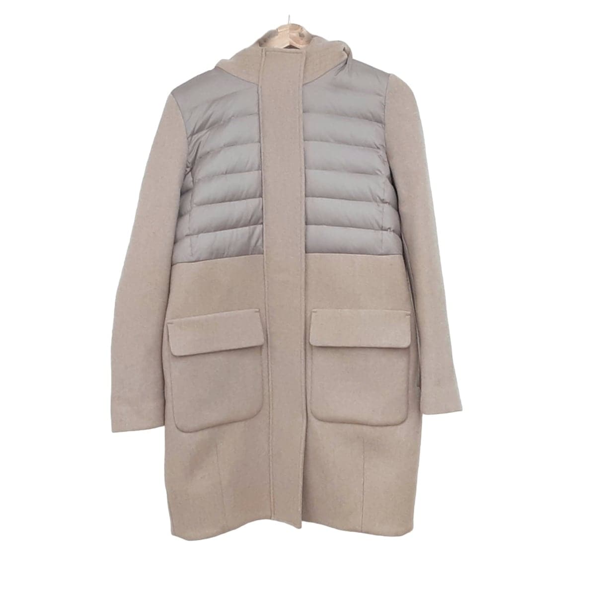 【中古】DOUBLE STANDARD CLOTHING(ダブルスタンダードクロージング) ダウンコート 長袖/ファー/切り替えし/冬 ベージュ×グレーベージュ
