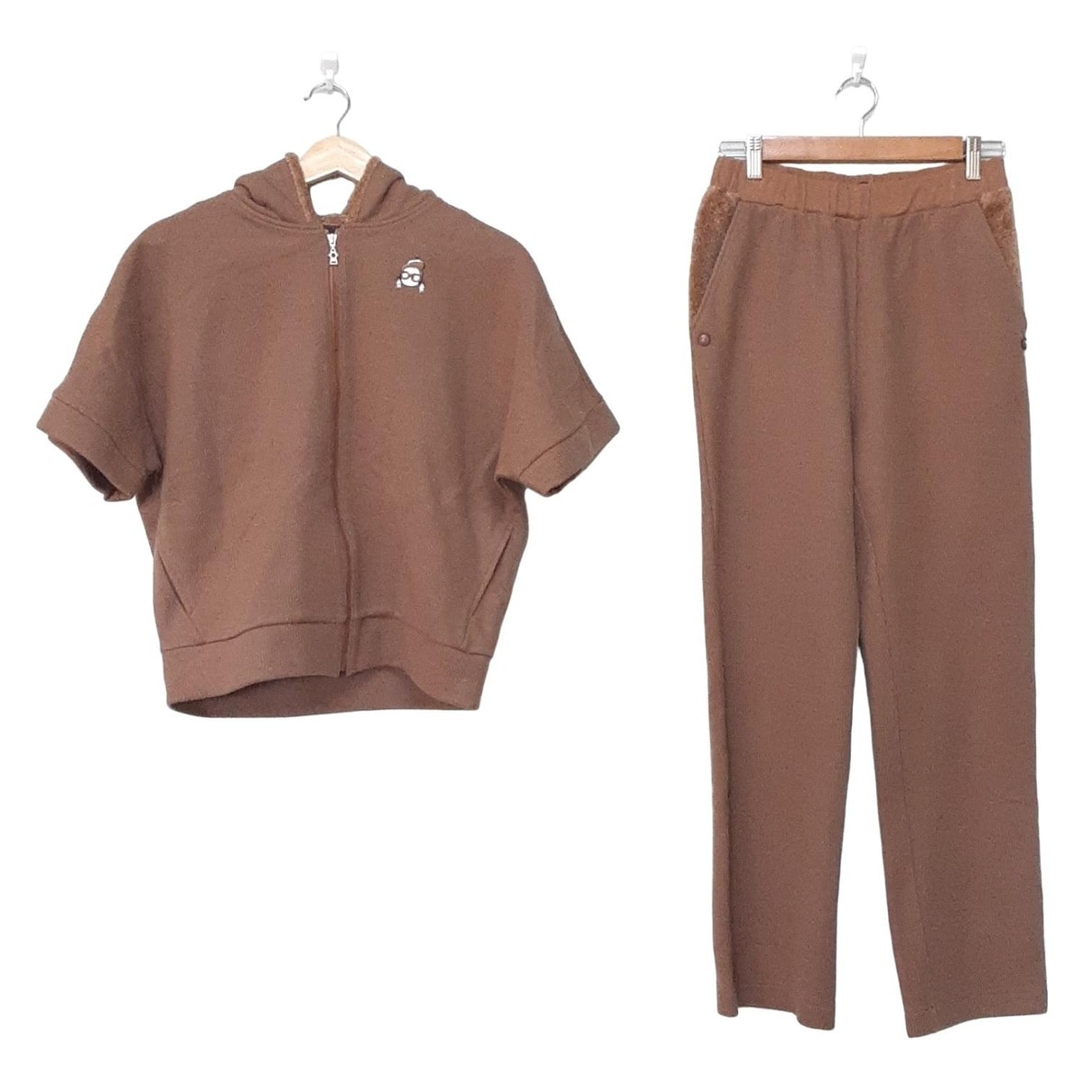 【中古】PICONE(ピッコーネ) レディースパンツセットアップ ジップアップ/ウエストゴム/ELEGANT LADY ブラウン